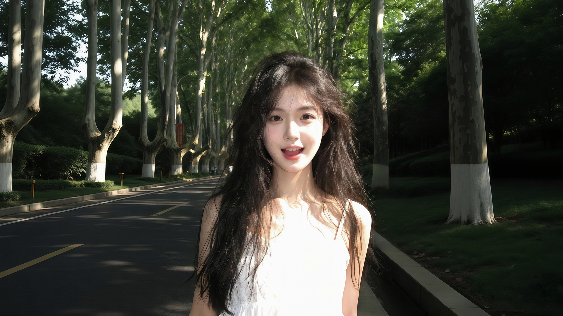 校园长发可爱清纯美女免费电脑壁纸下载