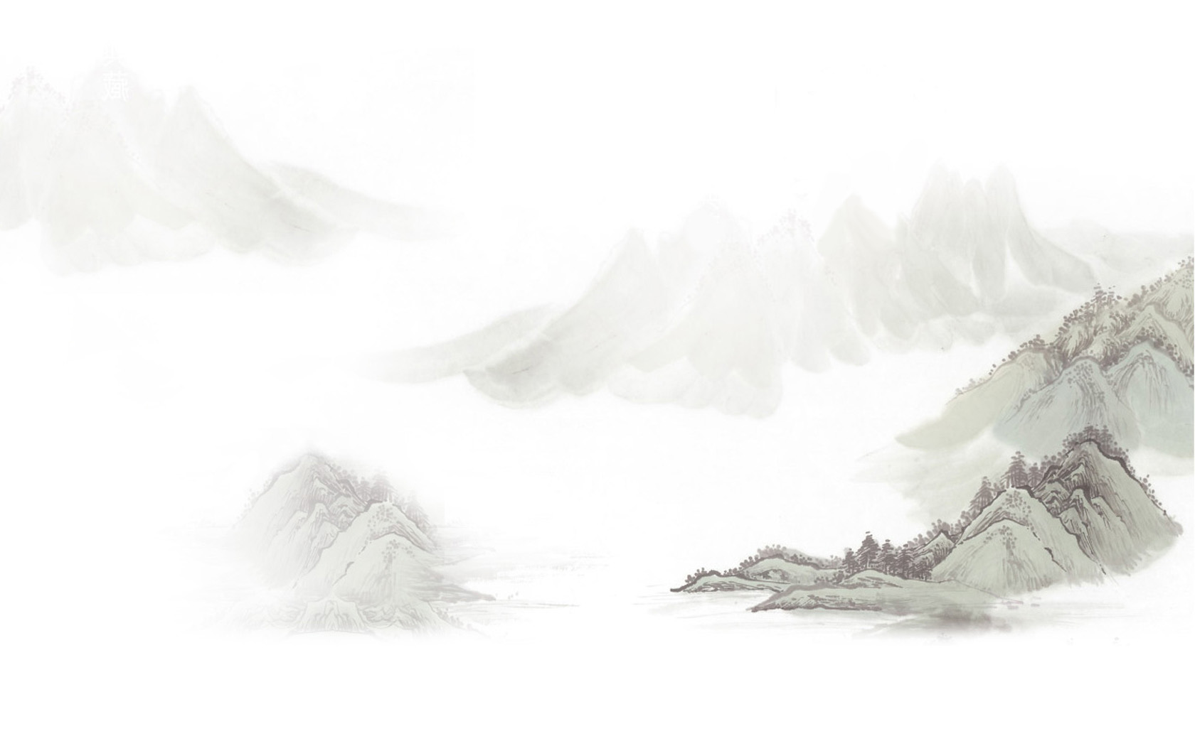 中国风水墨画山峰壁纸