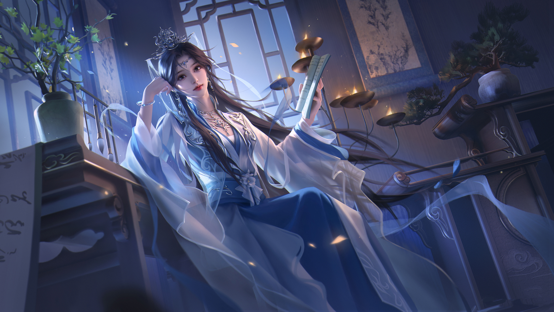 李慕婉书房唯美高清动漫电脑壁纸免费下载