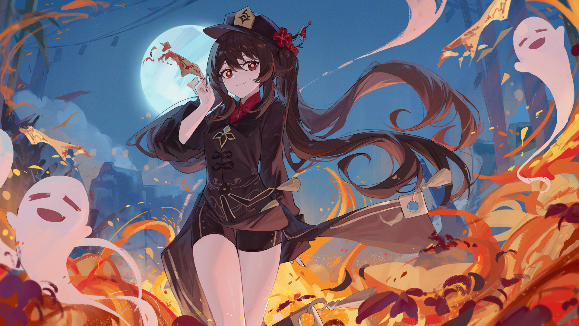 女孩子 原神 胡桃 大长腿 可爱鬼脸 壁纸
