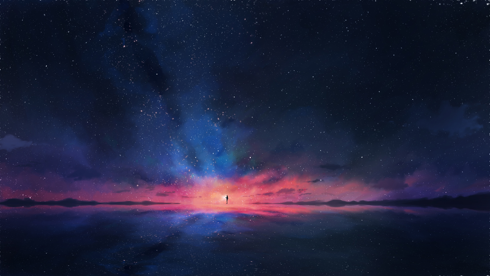 数星人唯美夜空，免费下载星空背景动漫壁纸，装点你的电脑桌面