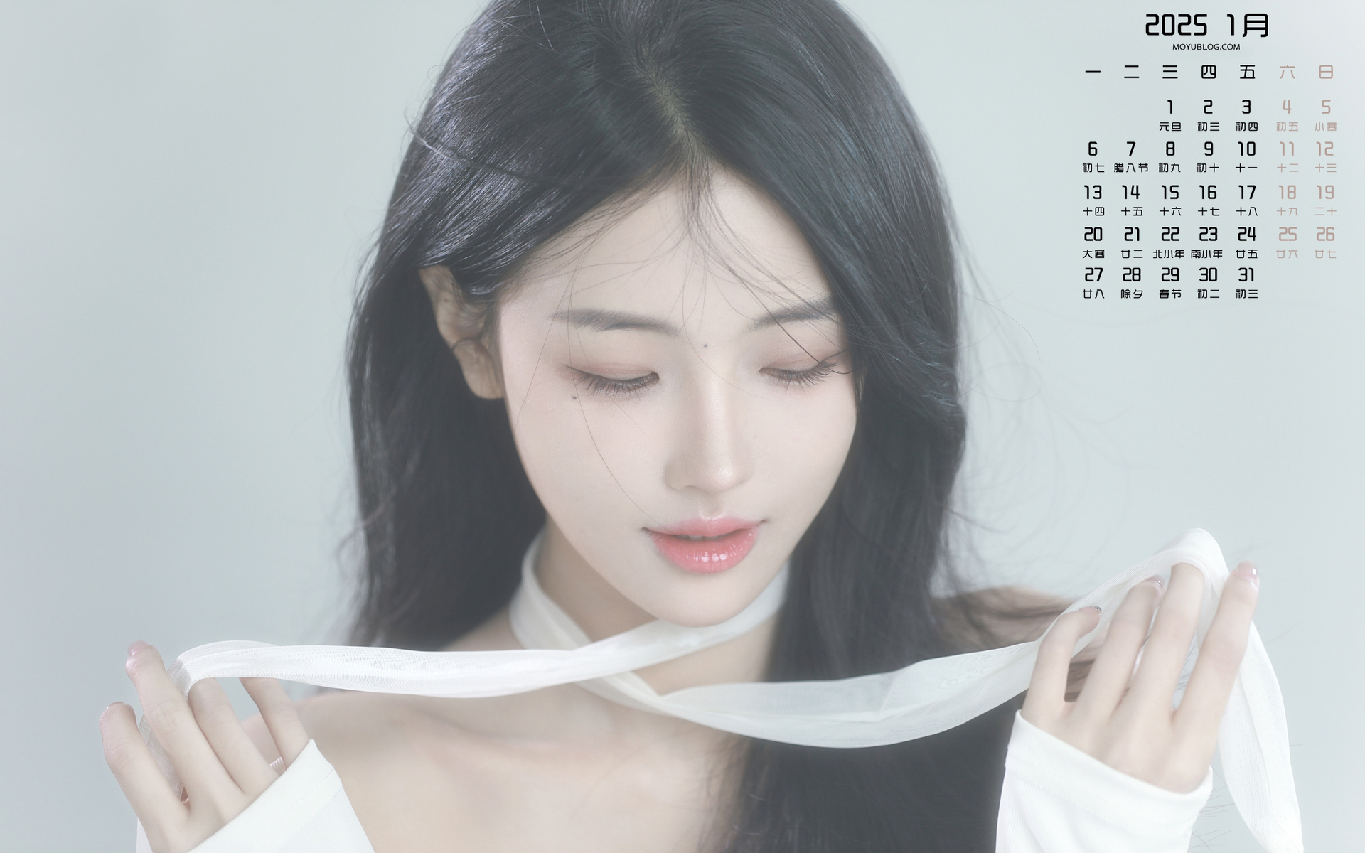 2025年1月高清美女月历壁纸，免费电脑桌面下载