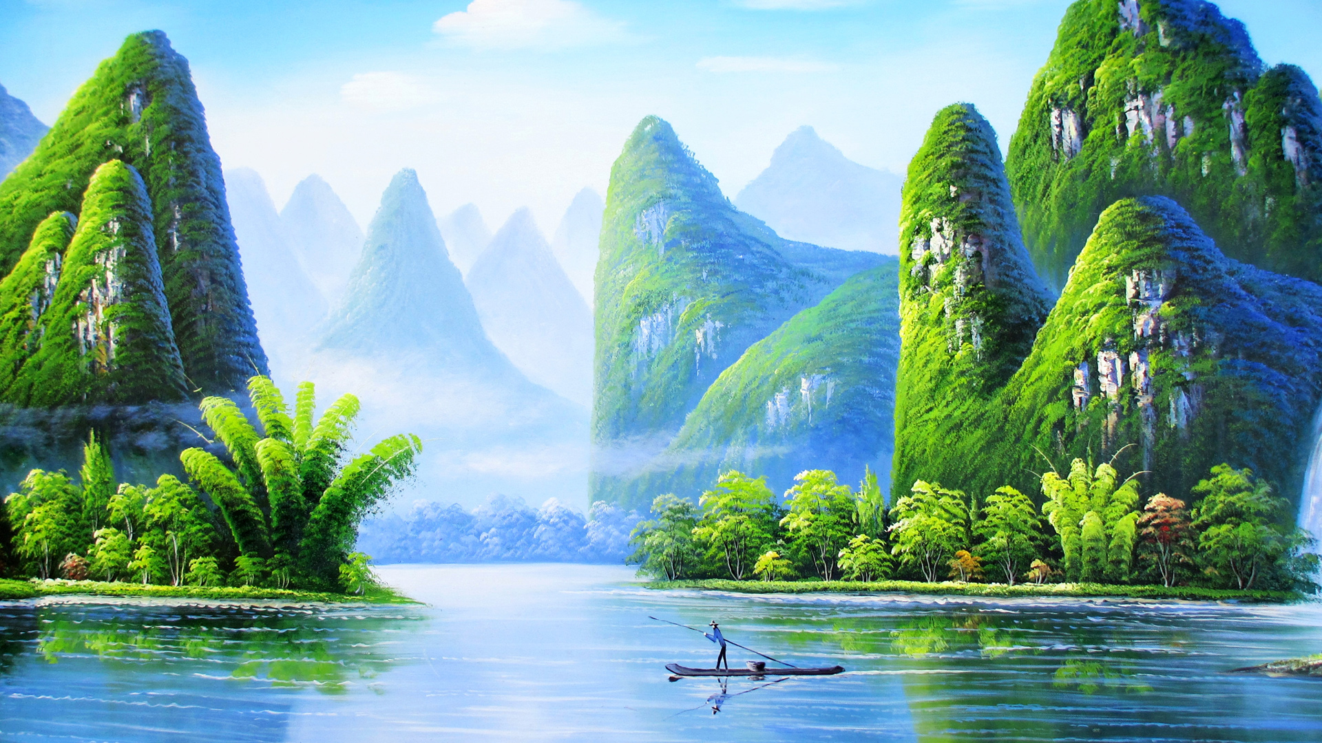 桂林山水绝美风景，精美绘画桌面壁纸免费下载