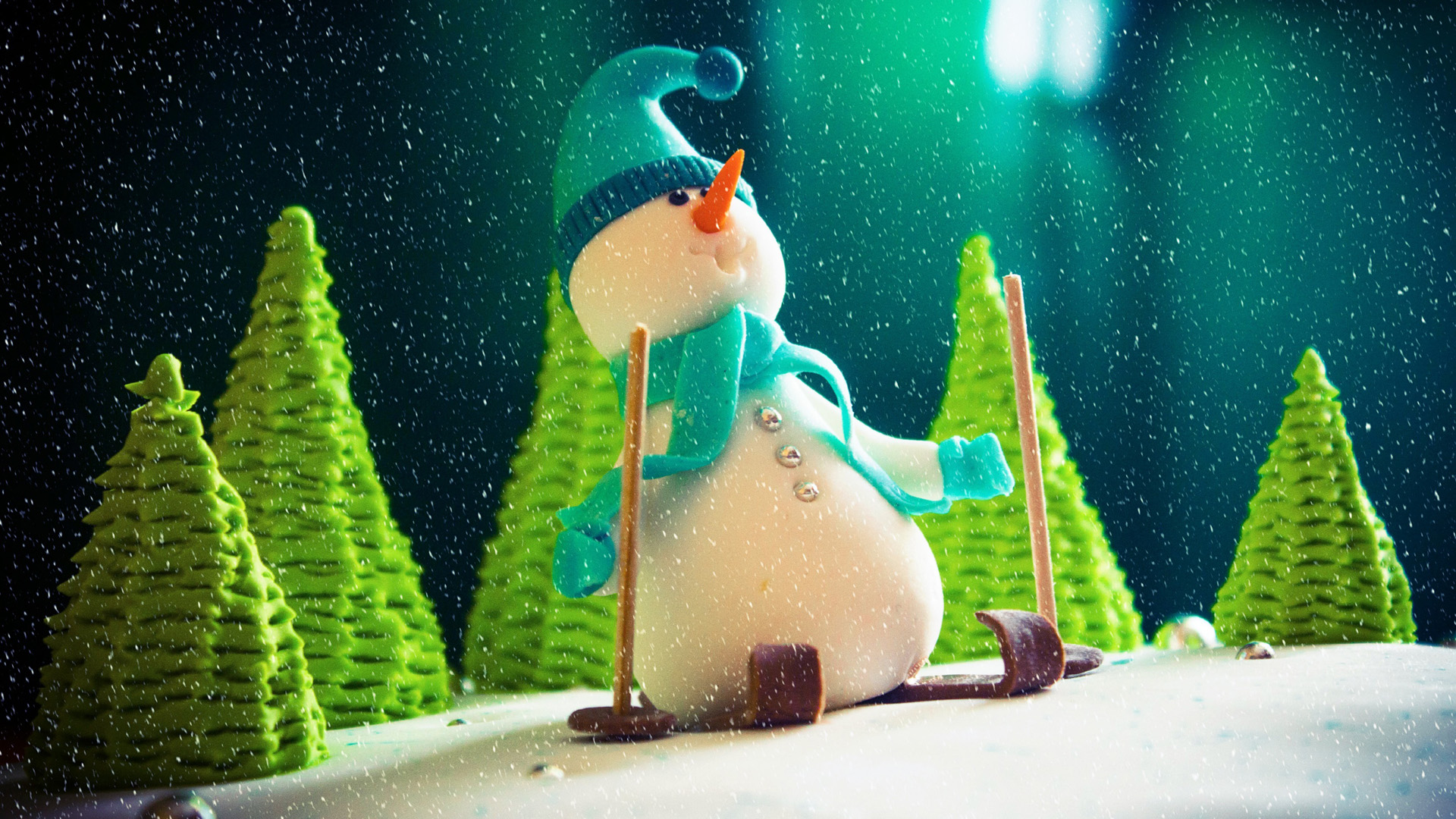 雪人与圣诞树迎新年，精选节日桌面壁纸，免费下载！