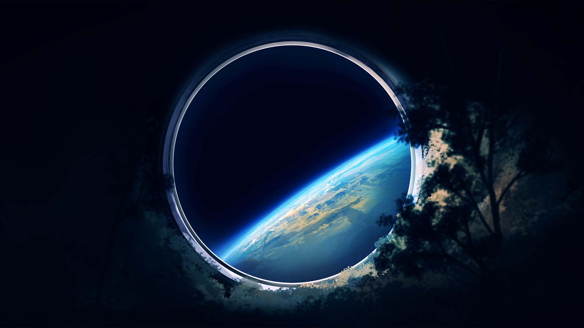 黑色宇宙风景，动漫插画，星球行星，高清壁纸免费下载