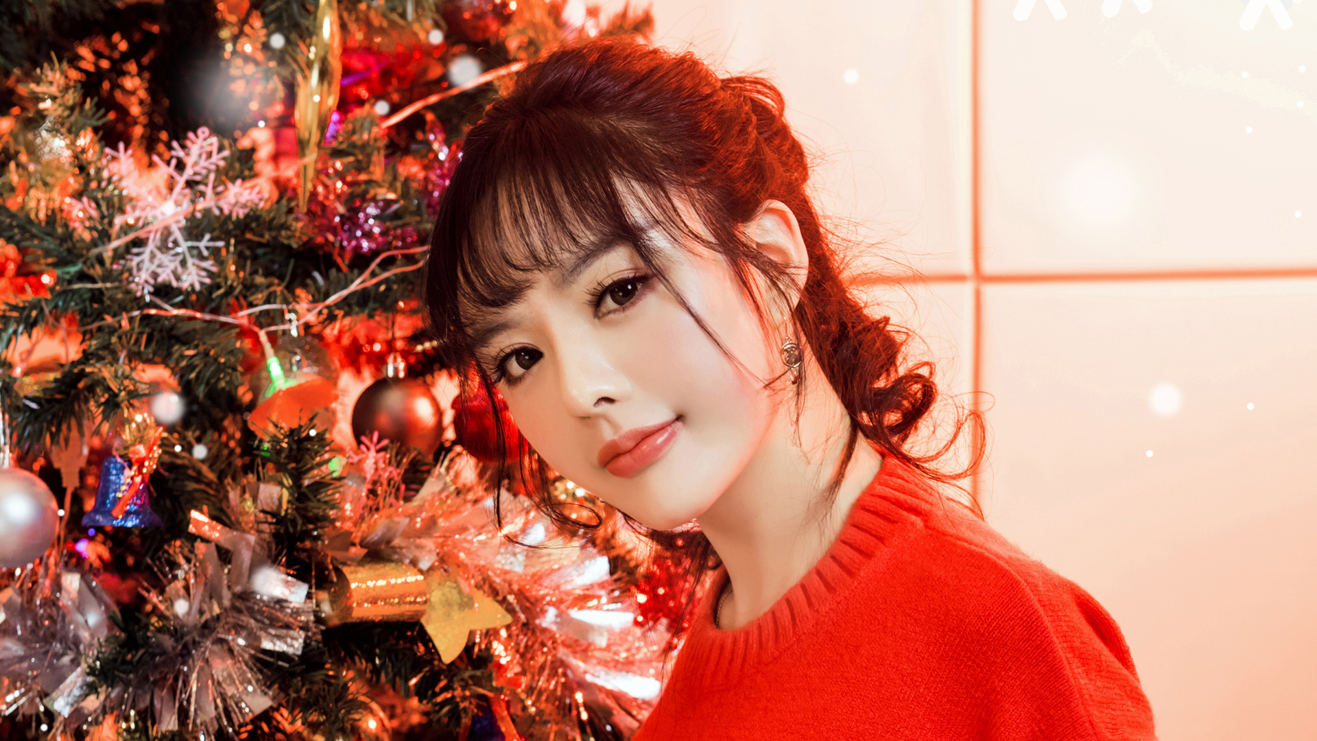 周熙妍圣诞美女壁纸，免费高清电脑壁纸下载