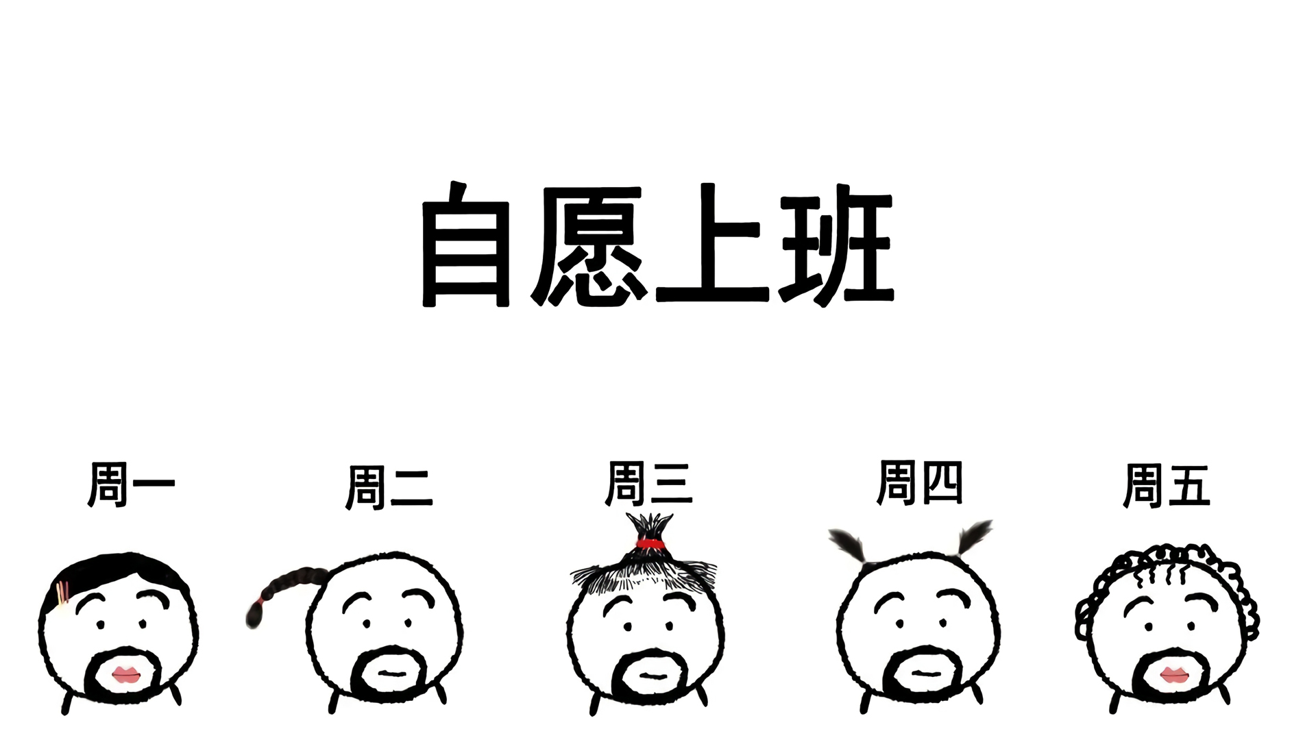 自愿上班，周一到周五轻松愉悦！搞笑表情点缀你的工作日常，高清电脑壁纸设计免费下载，让你的桌面焕然一新！