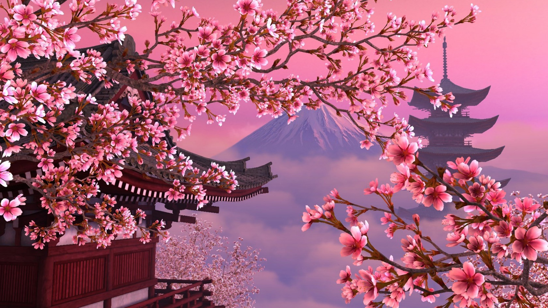 免费下载富士山粉色樱花壁纸，绝美风景装点你的桌面！