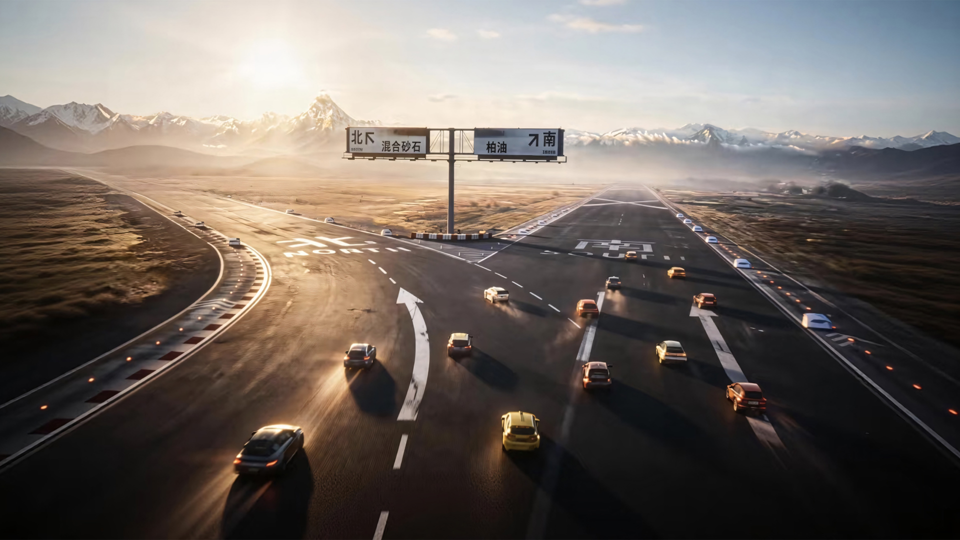 飞驰人生3分叉路口公路汽车高清电脑壁纸剧照免费下载