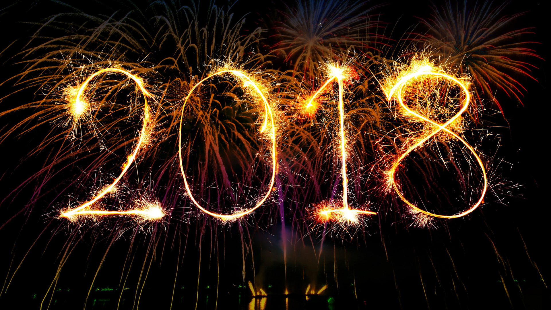 2018新年烟花盛宴，美丽夜晚桌面壁纸，节日氛围免费下载