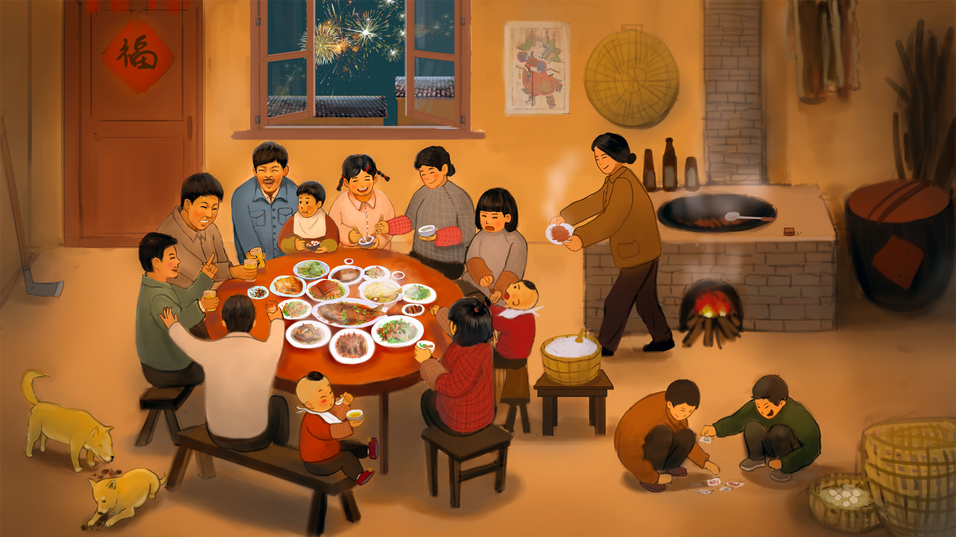 2019除夕年夜饭家人团聚壁纸