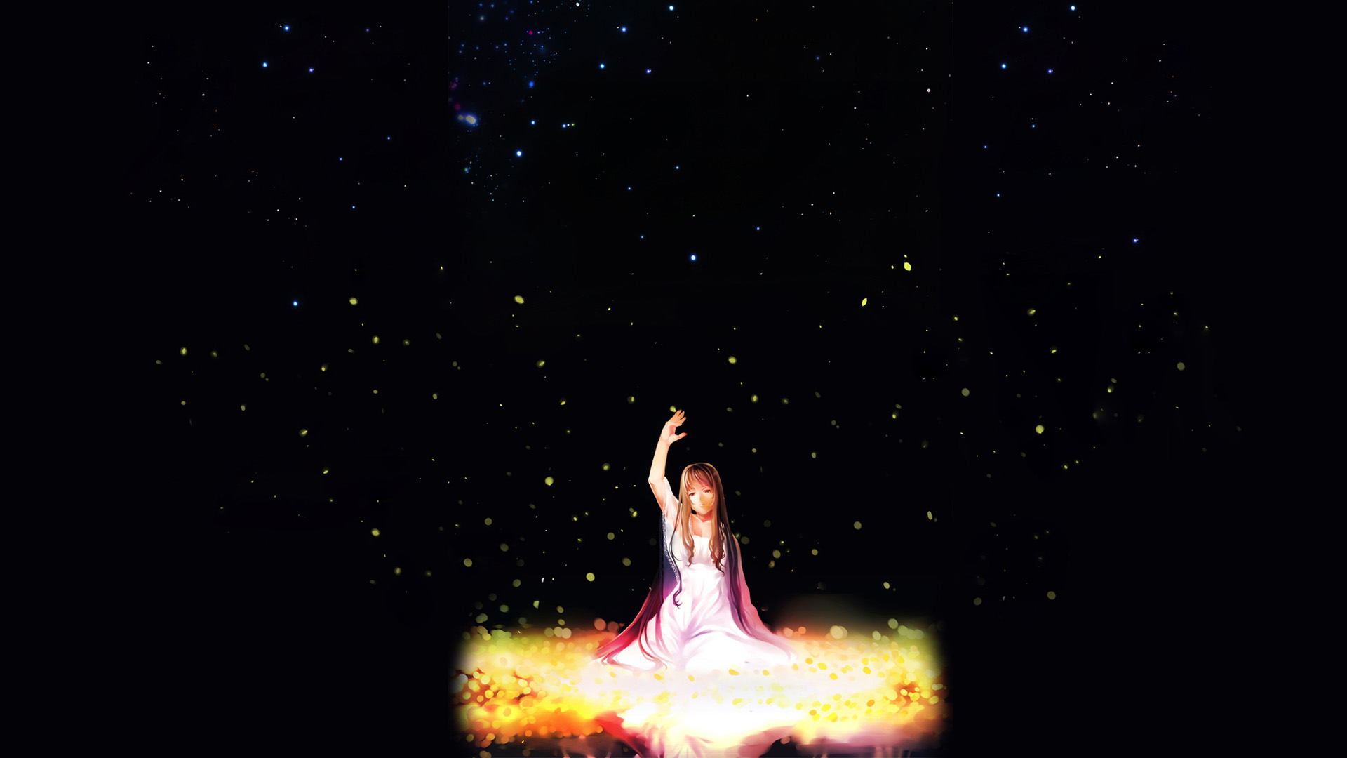 七夕女孩天空星星夜晚桌面壁纸