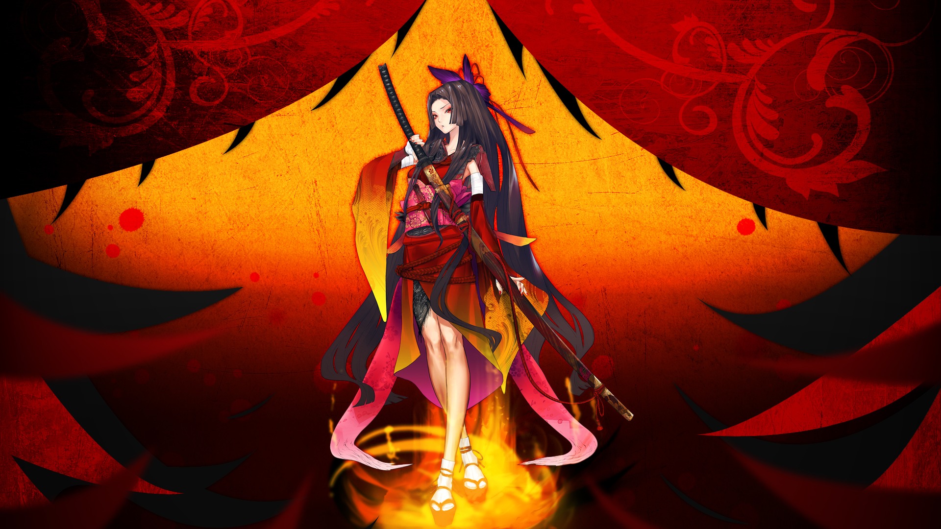 女生武士刀风采，精选动漫美女壁纸，免费下载装点你的电脑桌面