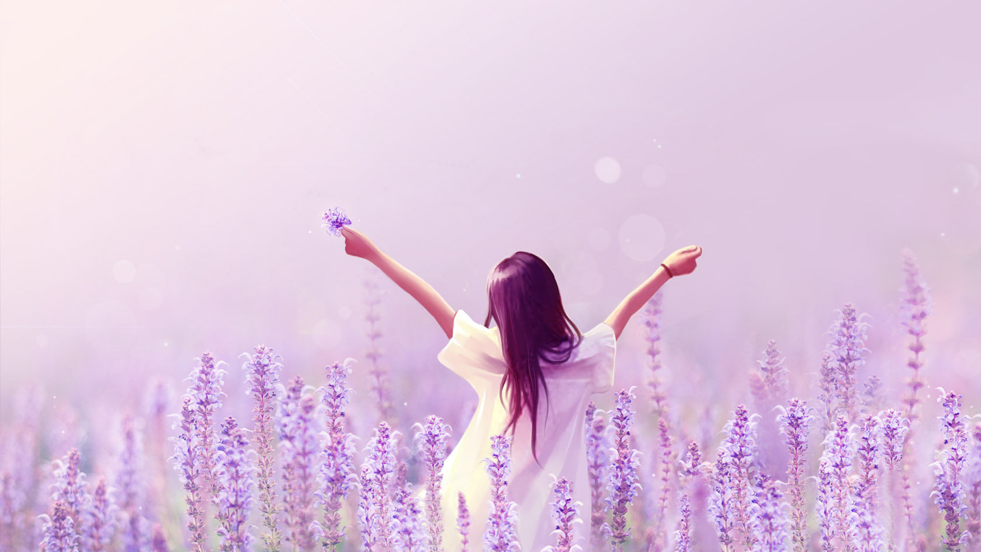 紫色花季少女，精选唯美桌面壁纸，免费下载畅享