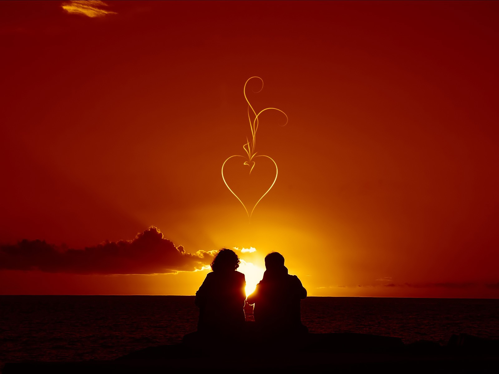 情人节浪漫夕阳风光人物壁纸，免费电脑版高清下载
