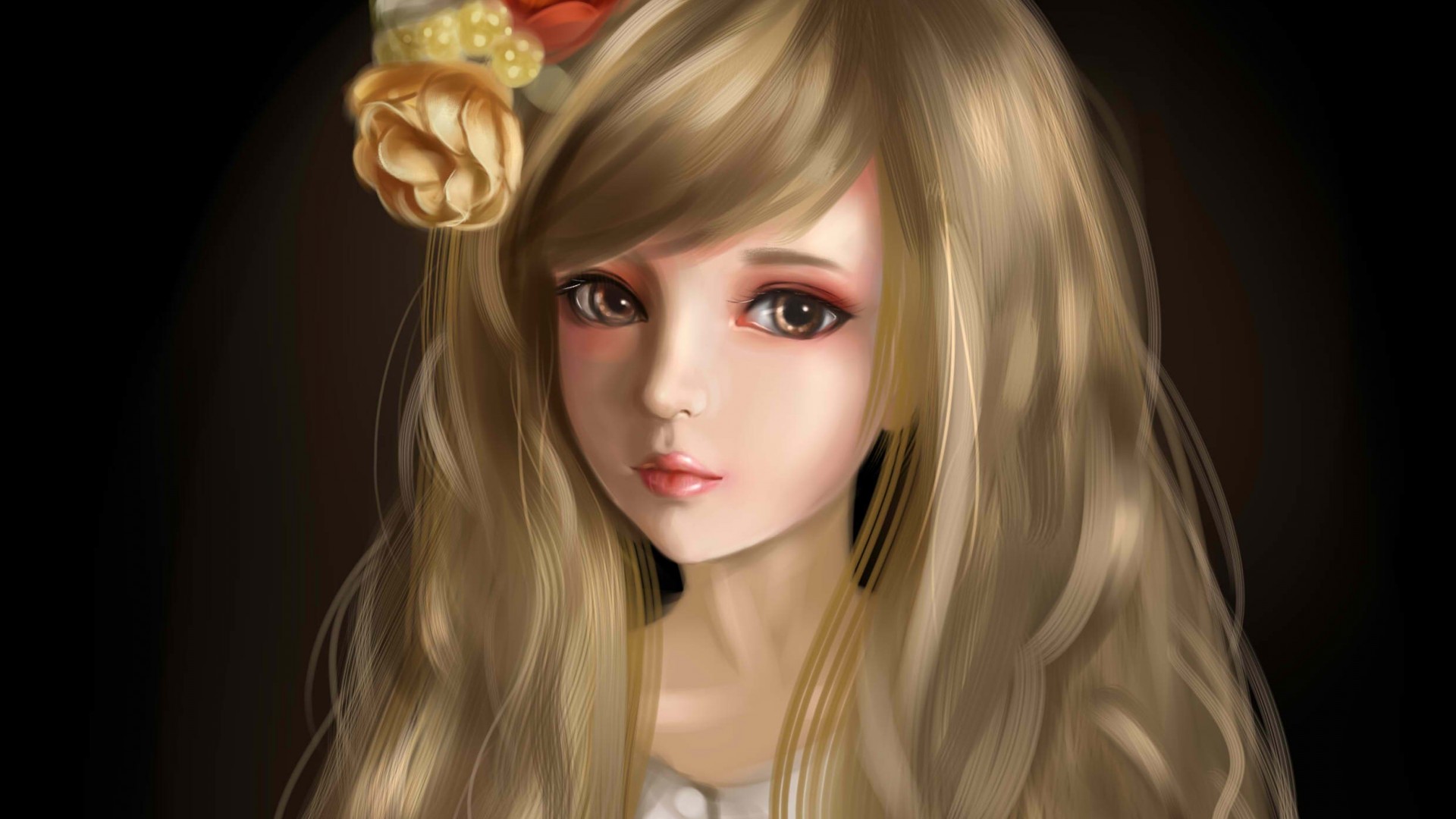 女孩秀发如花，唯美脸蛋壁纸，免费下载美化电脑桌面