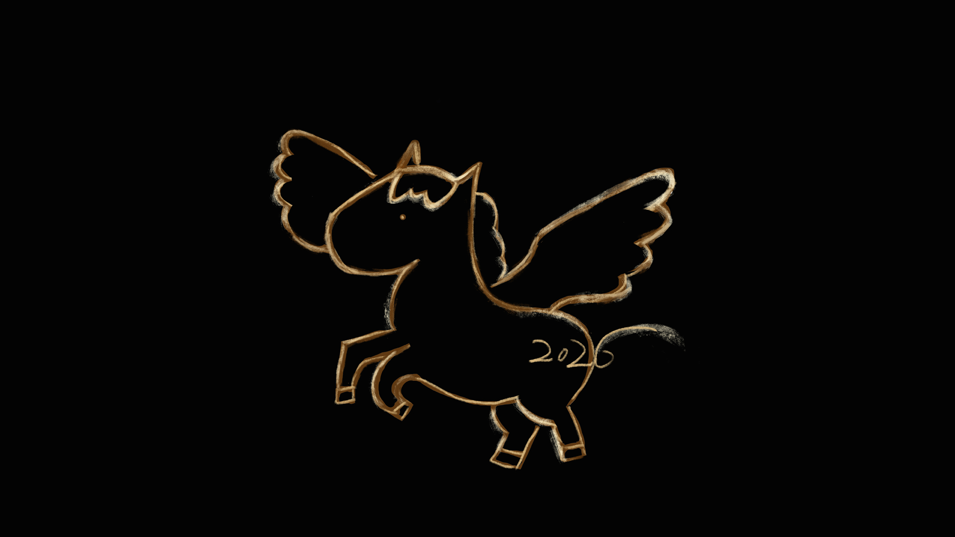 2026年金马腾飞原创黑色背景新年节日免费电脑壁纸下载