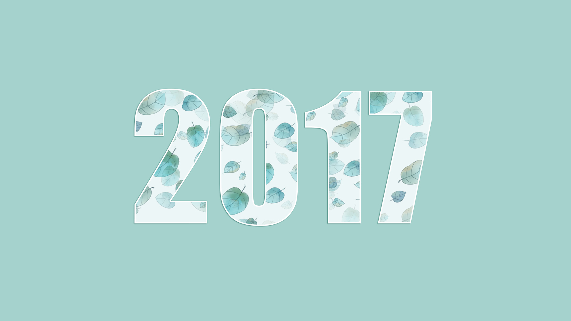 2017年创意数字树叶桌面壁纸，精美设计，免费下载，装点你的电脑桌面