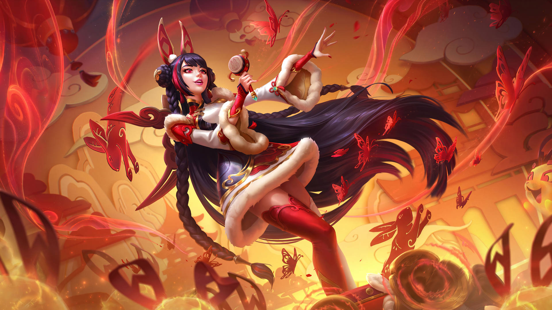 英雄联盟lol，新春星籁歌姬悦鼓春生，萨勒芬妮喜庆壁纸免费下载，共庆春节！
