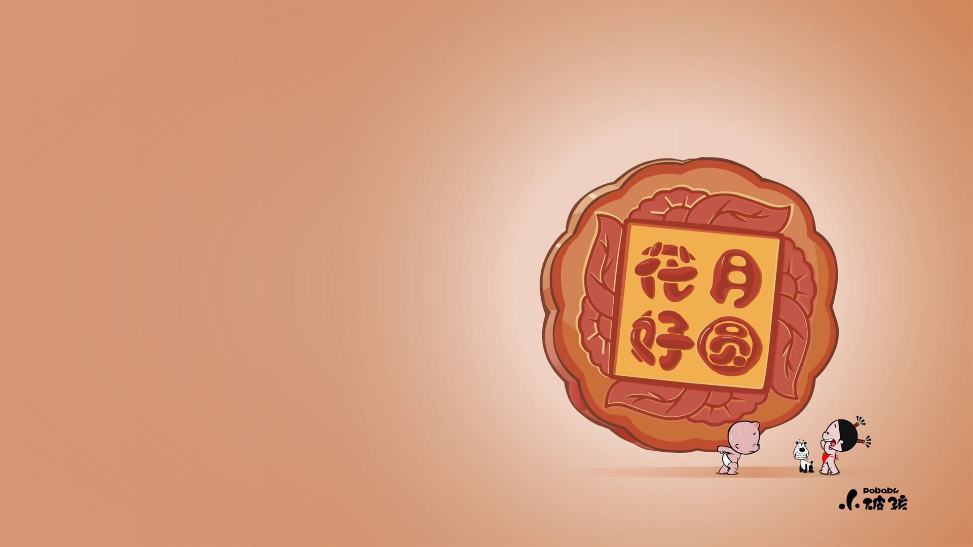 小破孩花好月圆，精美动漫壁纸，免费电脑桌面背景下载