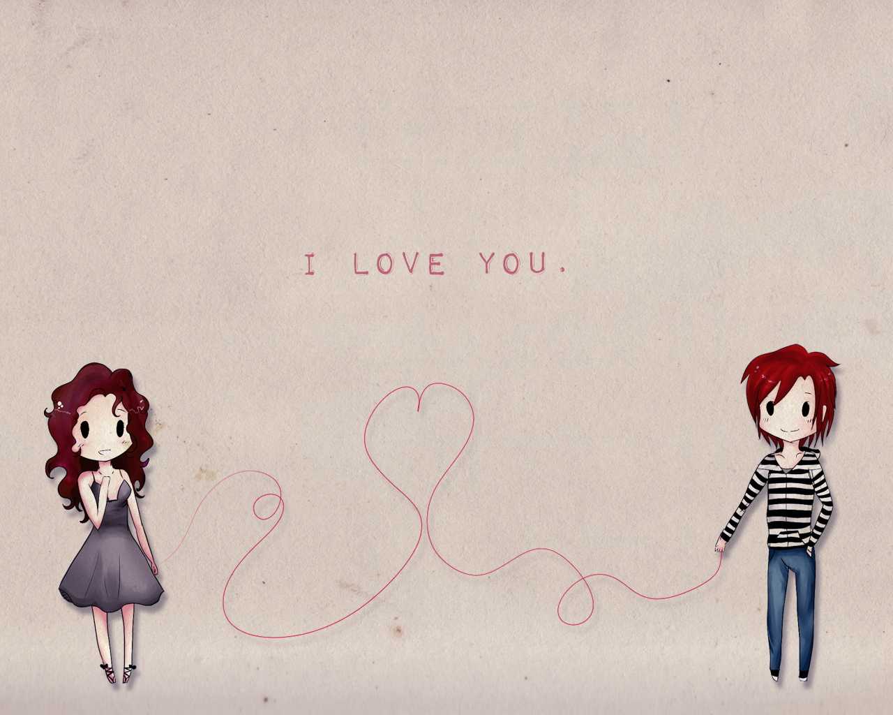 i love you 独家非主流卡通情侣壁纸，免费电脑背景下载！