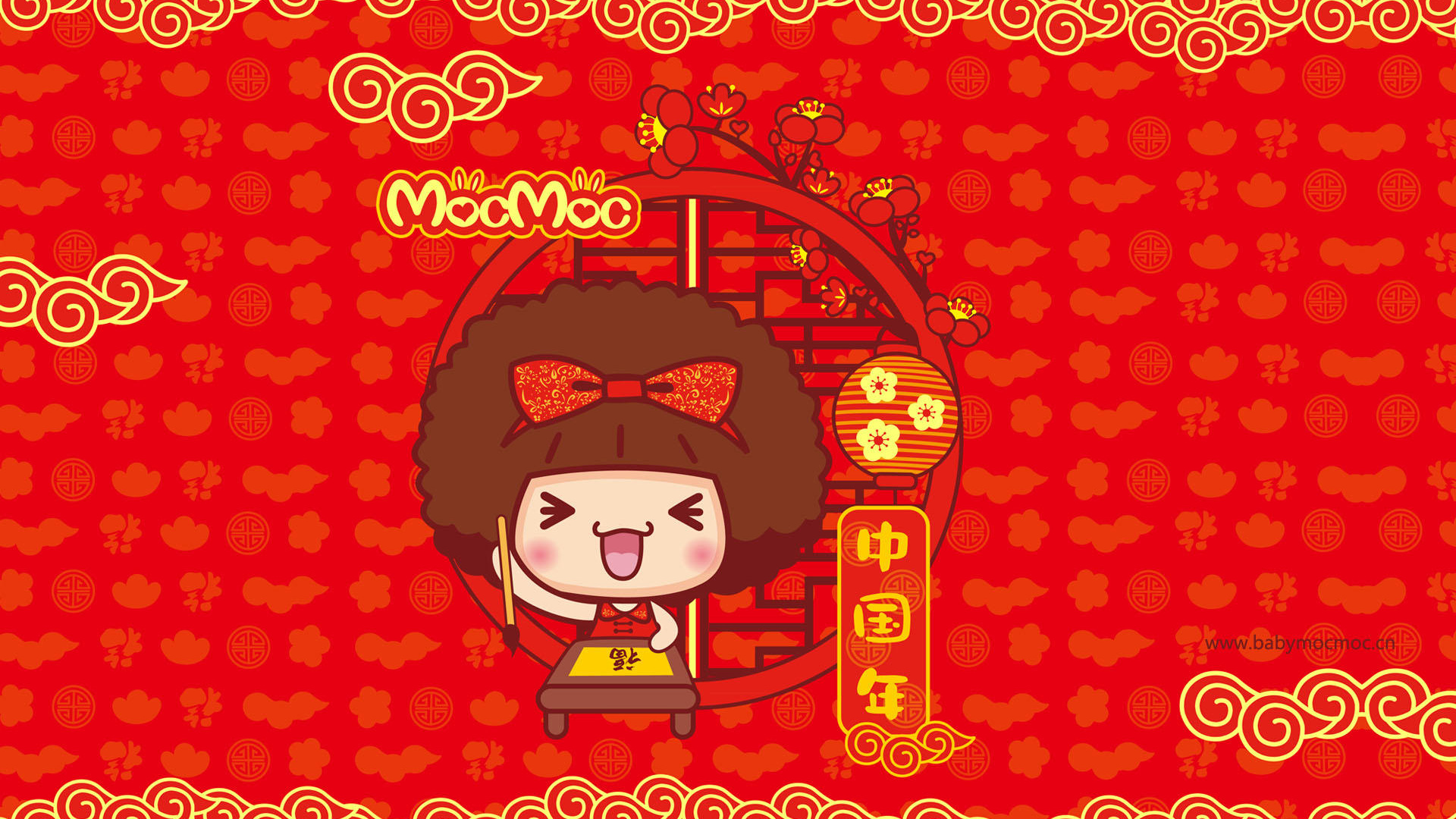 摩丝摩丝羊年春节卡通壁纸，中国年节日氛围，免费电脑壁纸下载