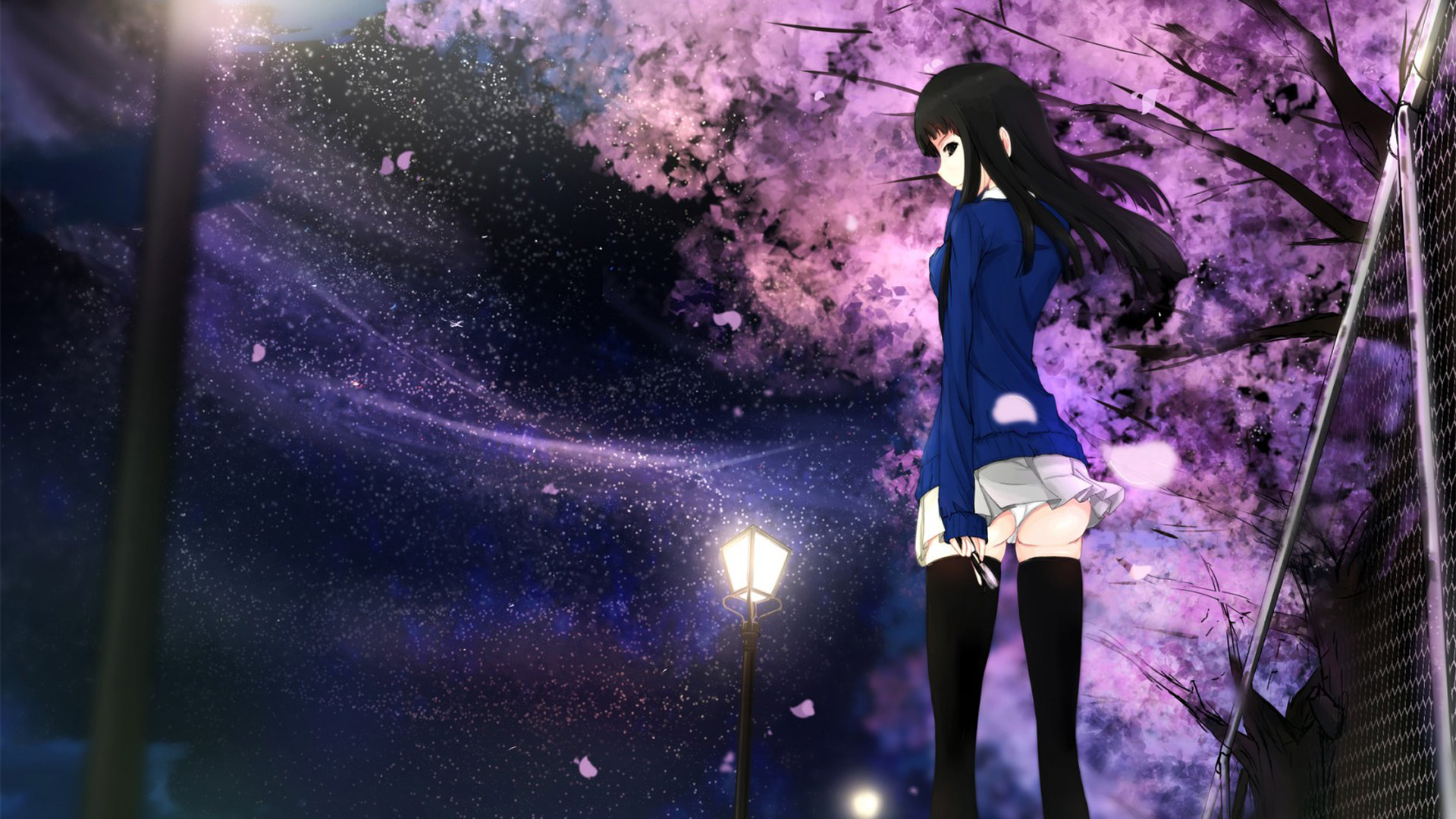 梦幻樱花之夜，绝美女孩动漫壁纸，免费下载打造梦幻桌面！
