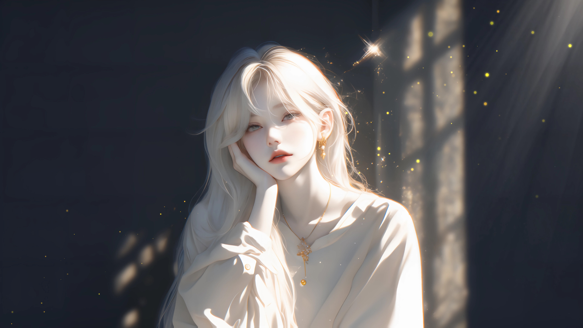 高清白衣美女动漫壁纸免费下载，精选电脑桌面背景