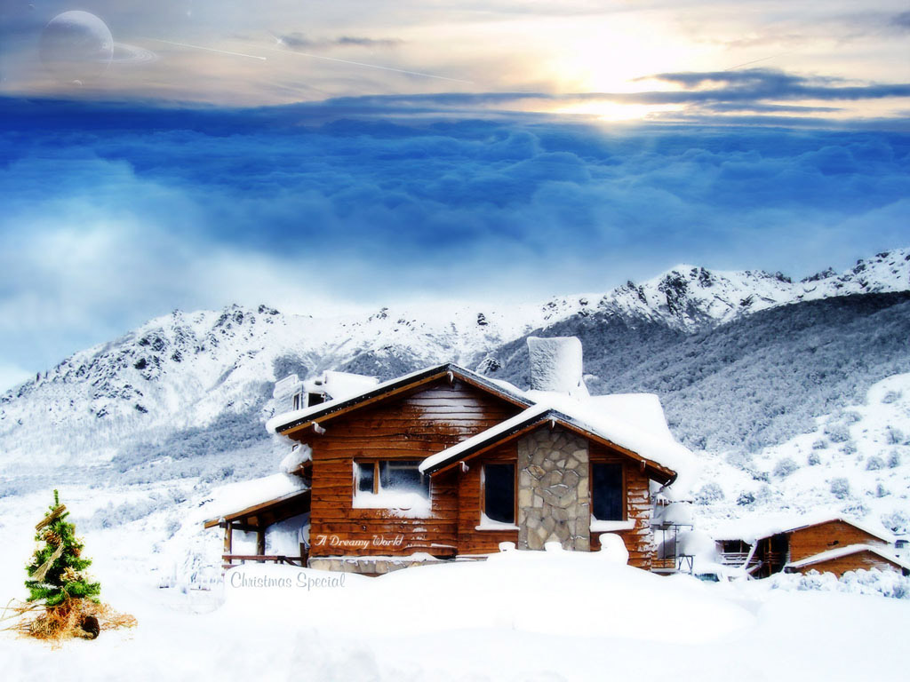 雪景小屋美景壁纸，免费下载，装点你的电脑桌面！