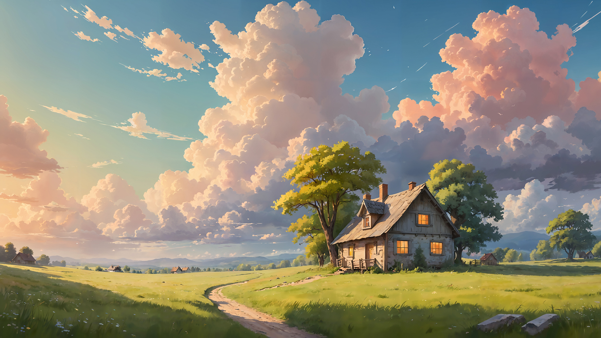 田园小屋风景 桌面壁纸