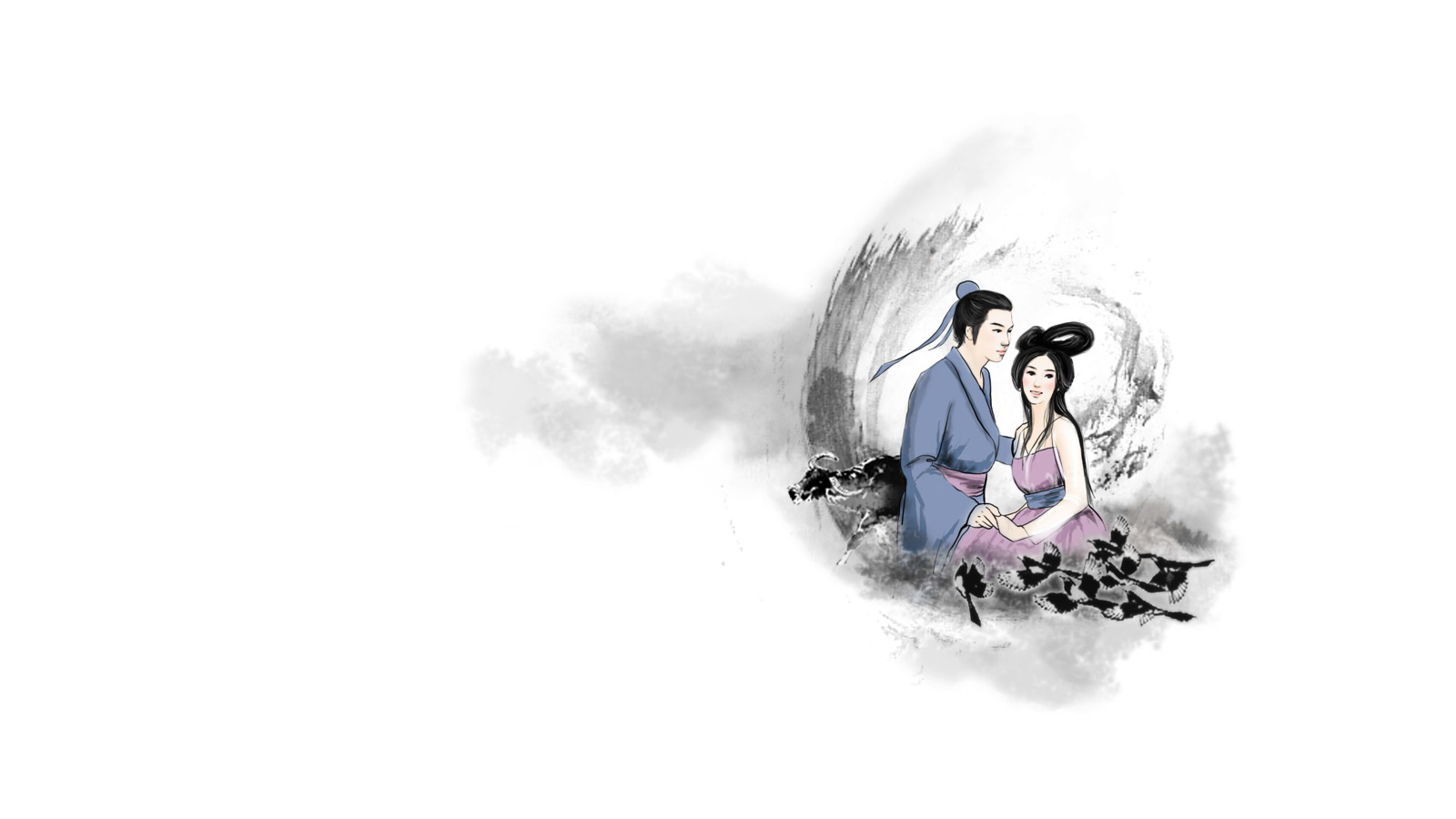 七夕情人节古装情侣桌面壁纸