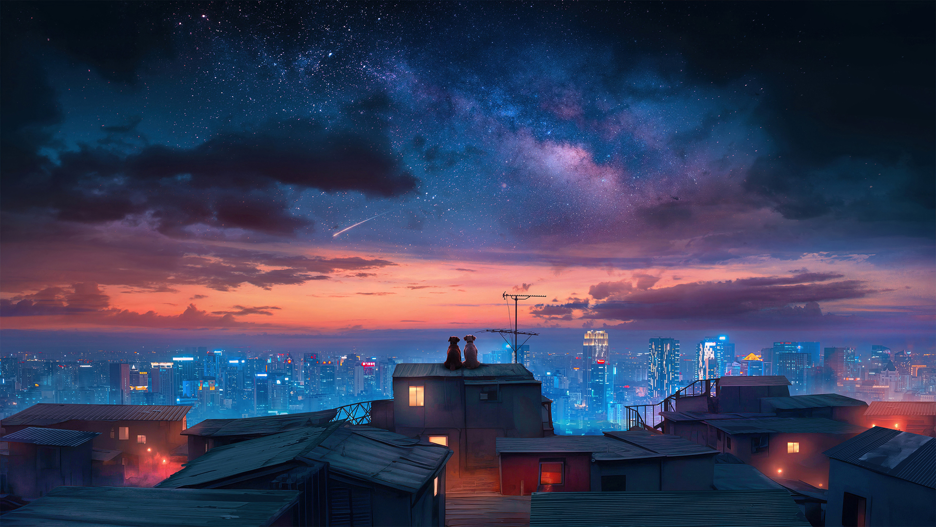 汪汪夜空风景壁纸，免费高清电脑壁纸下载