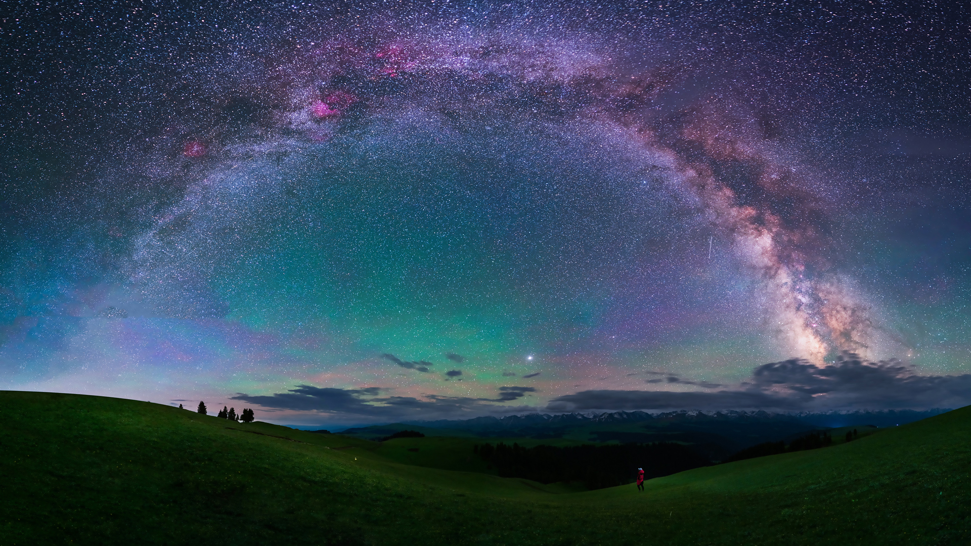 星空夜草地景，免费风景桌面壁纸下载
