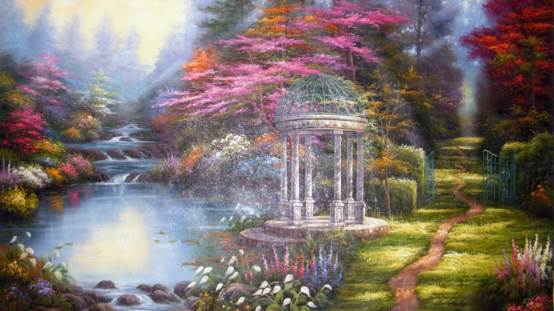 Thomas Kinkade风景画精选，唯美意境壁纸，免费下载电脑桌面背景