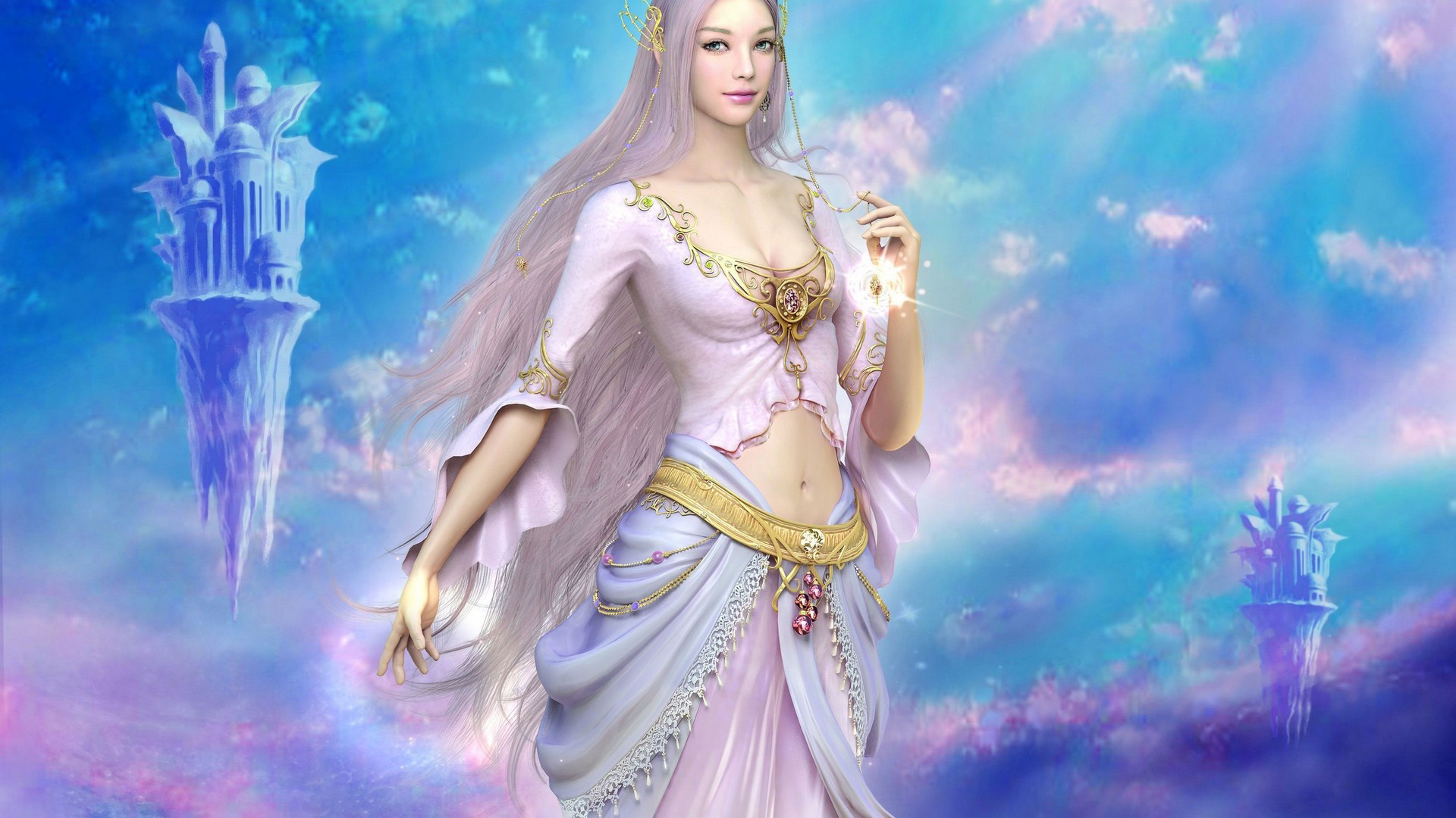 金银嫁装之美，神泣美女壁纸，探索光明与黑暗的游戏世界，免费下载高清桌面背景