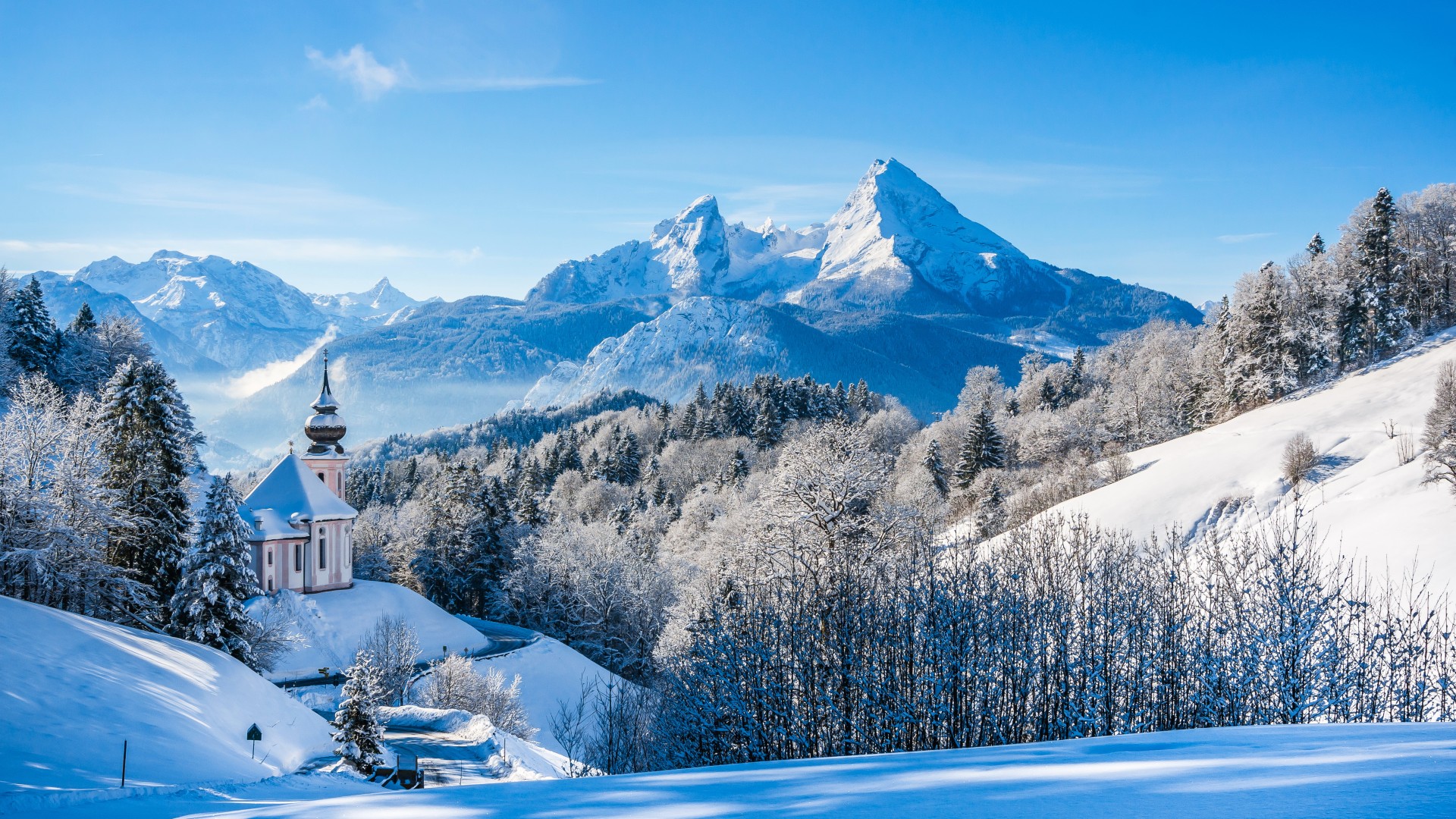 阿尔卑斯山,高山,冬天的风景图片,美丽的雪景桌面壁纸