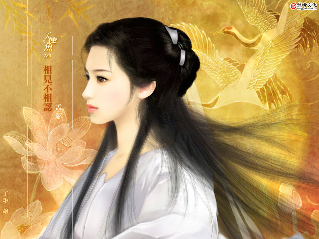 手绘古典美女壁纸，免费电脑桌面背景下载
