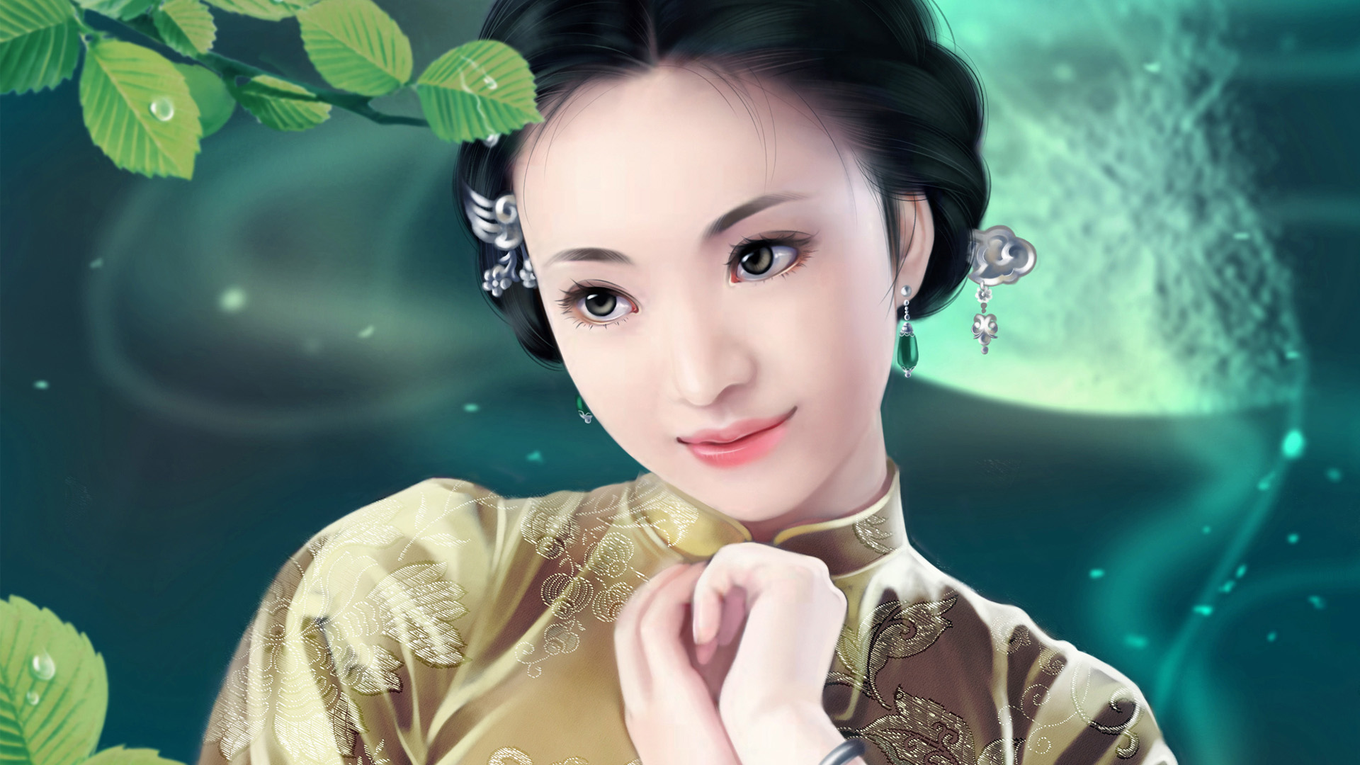 言情小说手绘美女壁纸，唯美桌面背景，免费下载