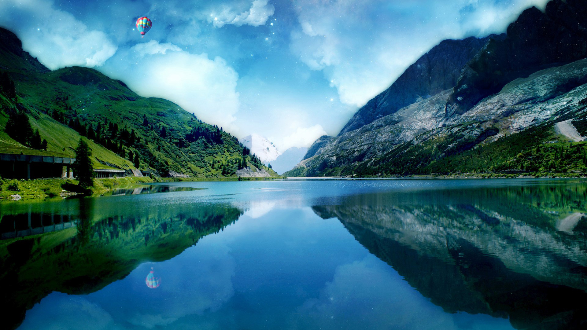湖，山，倒映，自然风景桌面壁纸