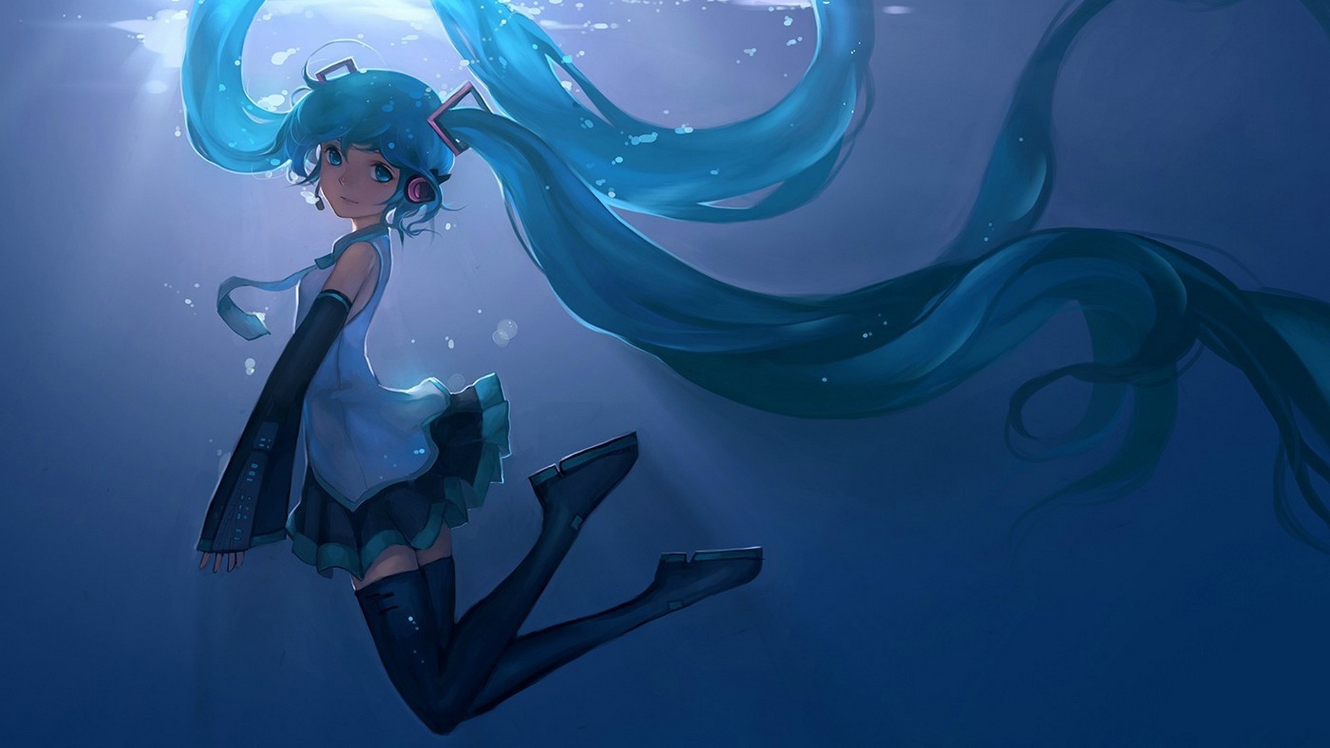 女孩,初音未来,水下的照片,桌面壁纸