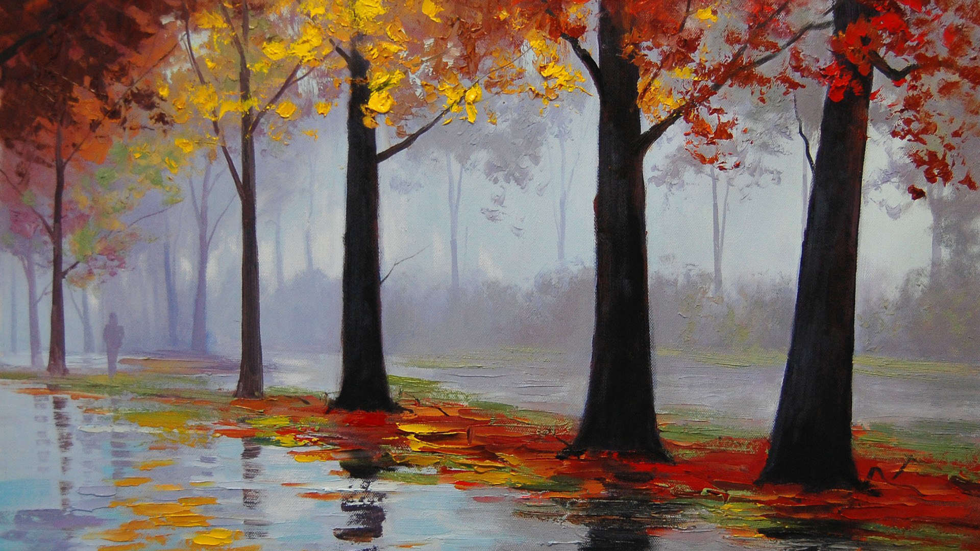 秋雨绵绵，精选秋天绘画壁纸，唯美高清免费下载
