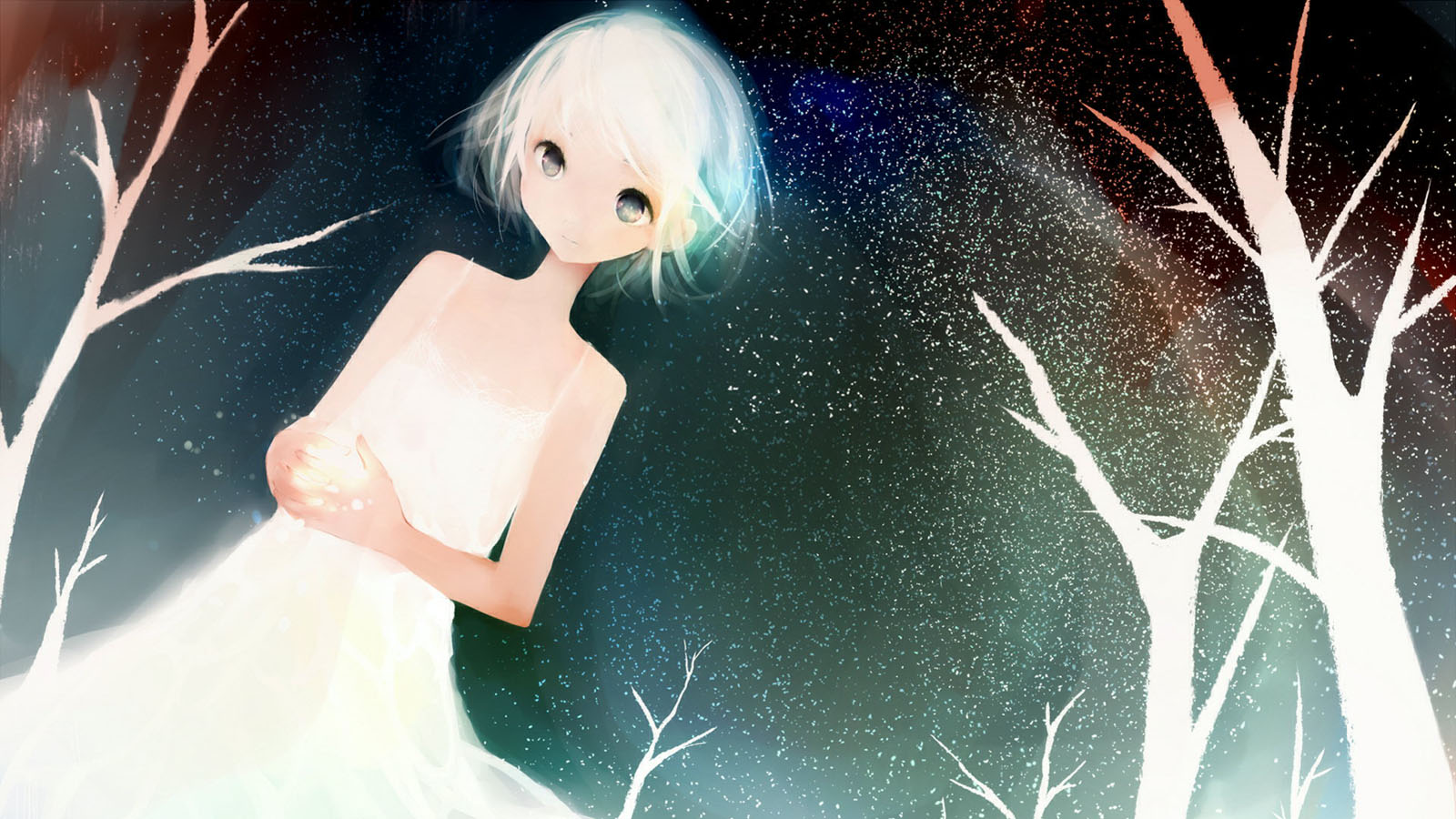 飘雪少女唯美桌面壁纸，免费下载高清电脑背景