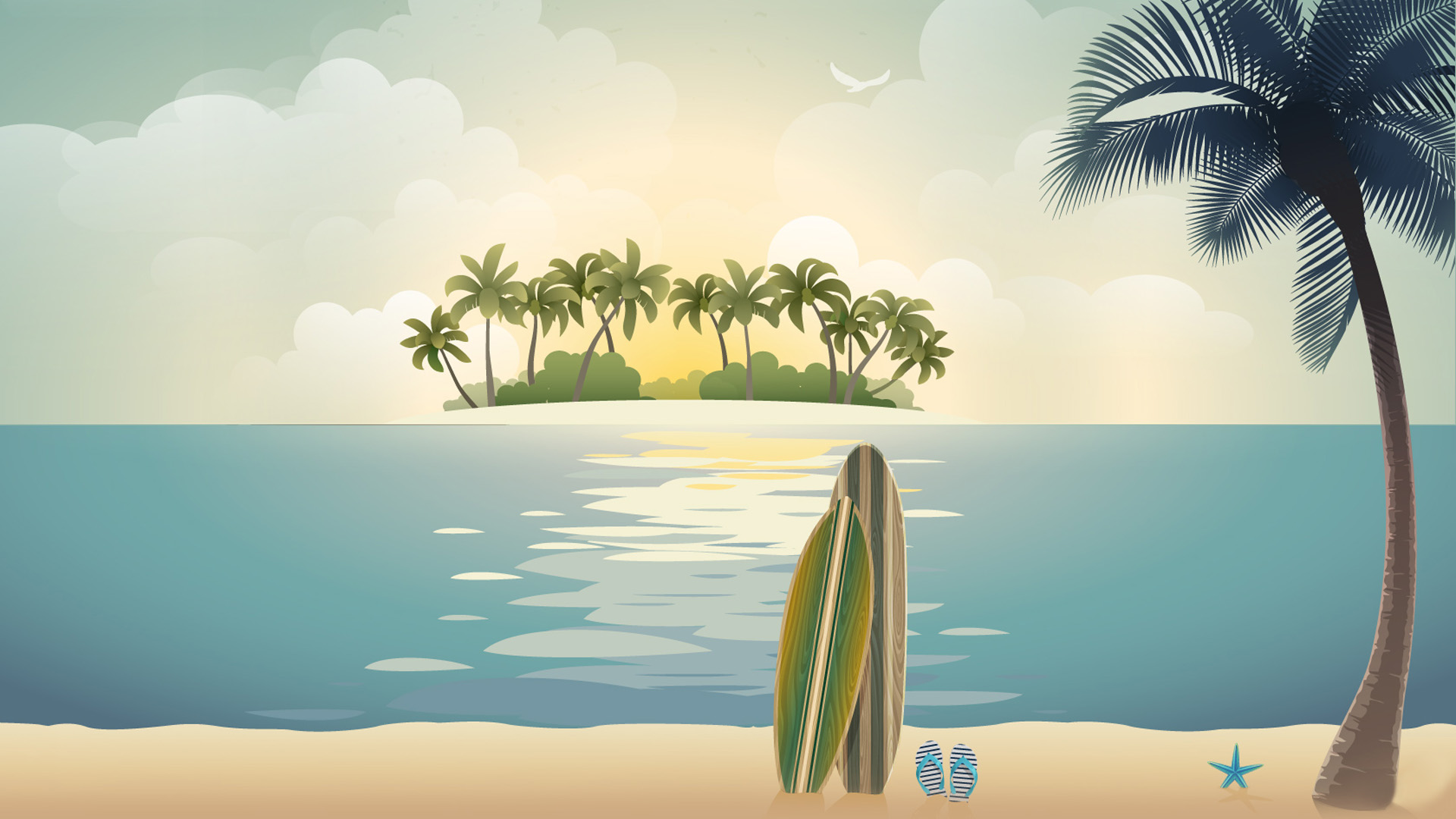 夏日海滩电脑壁纸，免费下载精美桌面设计