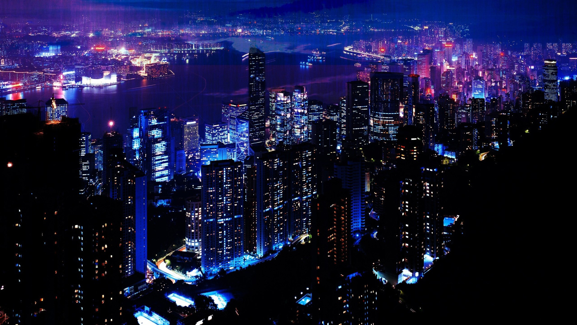 摩天大楼夜景，绝美城市风光壁纸，免费下载电脑桌面背景