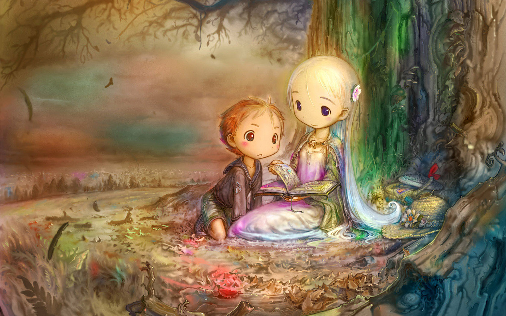 森林精灵魔法动漫桌面壁纸，免费高清下载，打造梦幻电脑背景