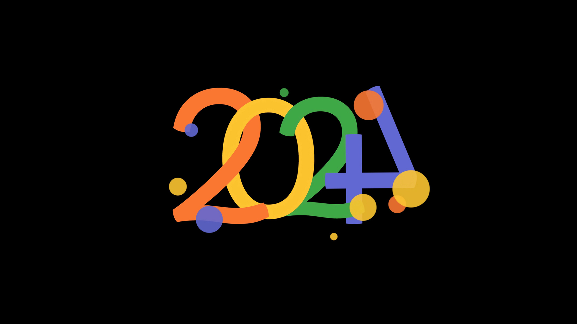 2024个性数字字体，黑色背景桌面壁纸，免费下载高清电脑壁纸