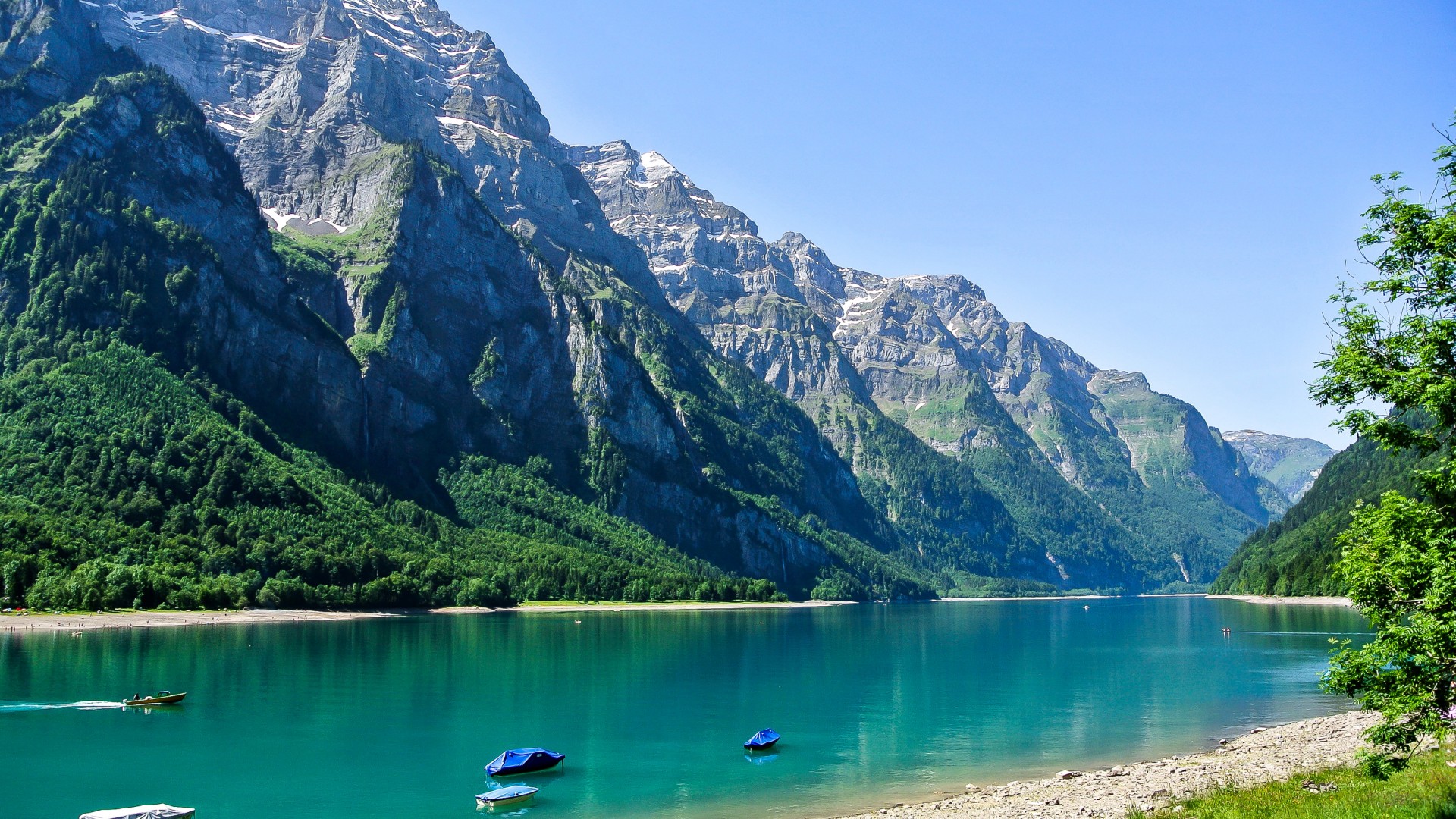 瑞士格拉鲁斯，山湖海滩美景，精选风景桌面壁纸免费下载