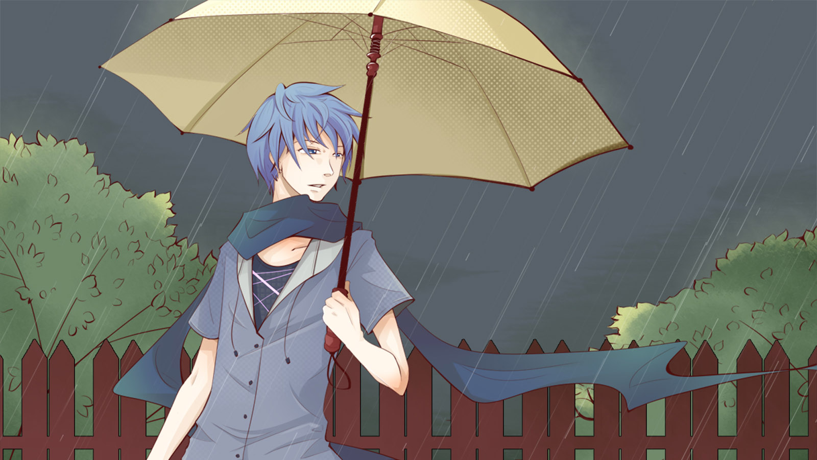 唯美雨天帅哥桌面壁纸，免费电脑壁纸下载