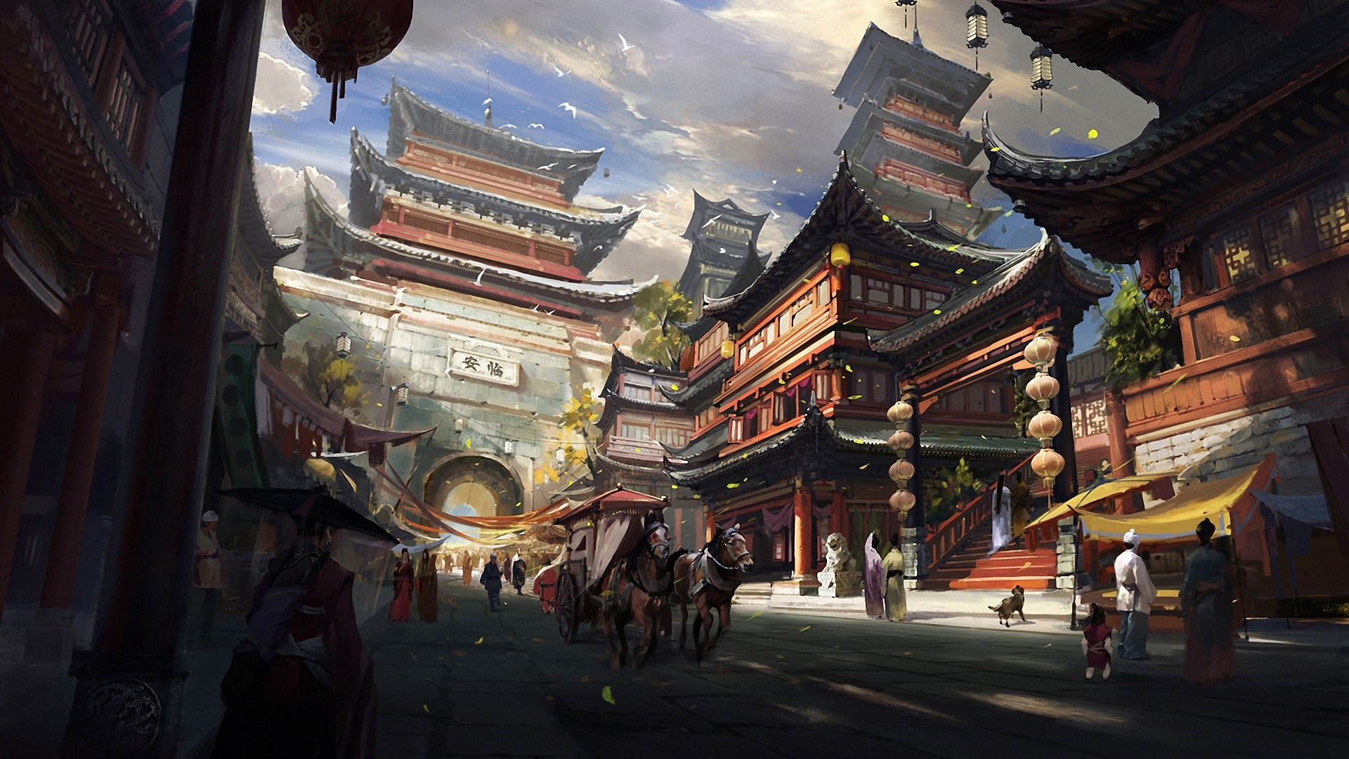 中国古代城市景观桌面壁纸