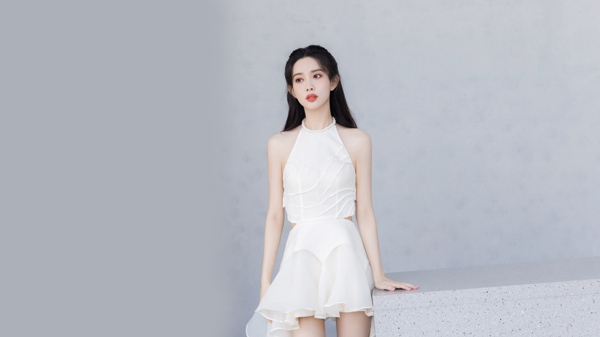 孟子义白色裙子电脑壁纸，美女高清美图免费下载